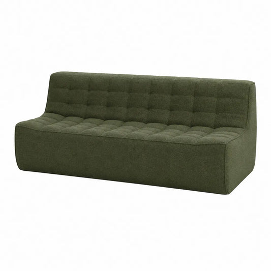 Canapé deux places sans accoudoirs polyester bouclé vert olive rectangulaire 180 x 82 x 78 cm